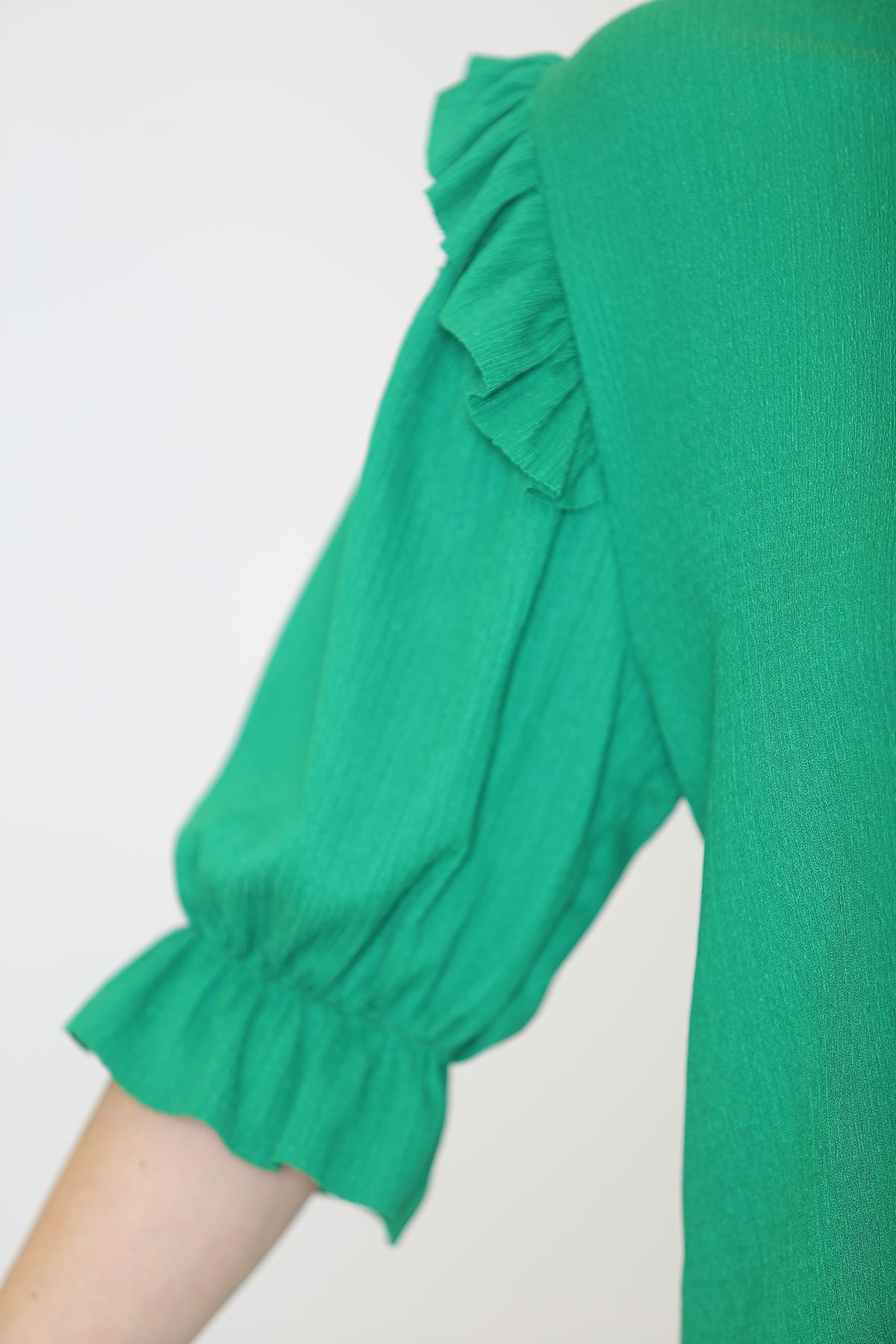 Omuz Fırfırlı Bluz Yeşil - 3460.105.