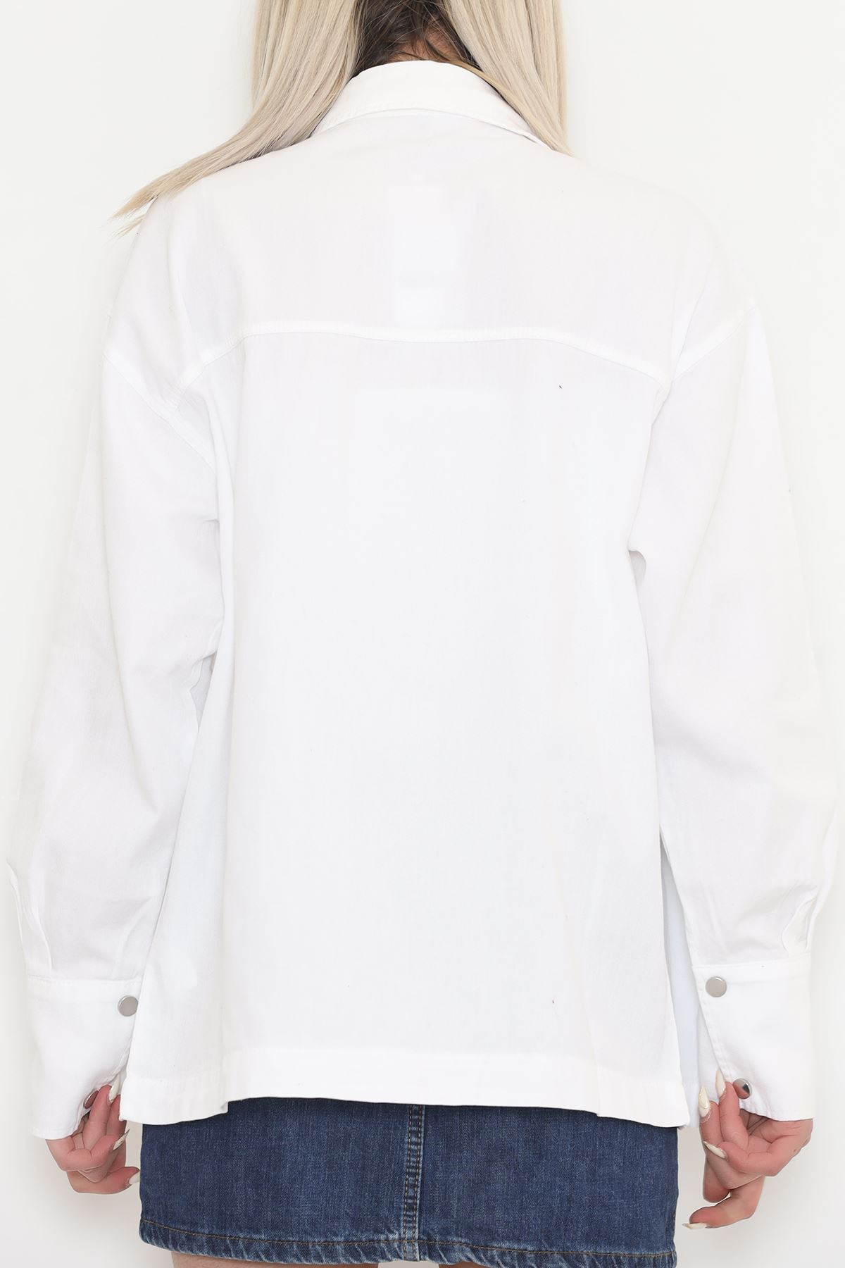 Çıtçıtlı Logolu Gömlek Beyaz - 2368.1367.