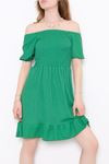 Kısa Bürümcük Elbise Yeşil - 890.1287.